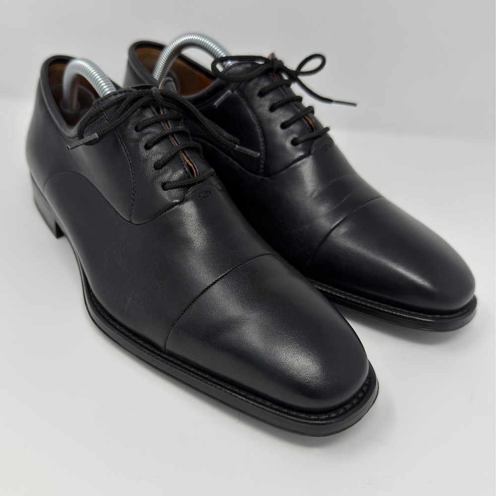Magnanni Mens Black Leather Cap Toe Oxford Dress Shoes 12654 Size 7.5 D Spain